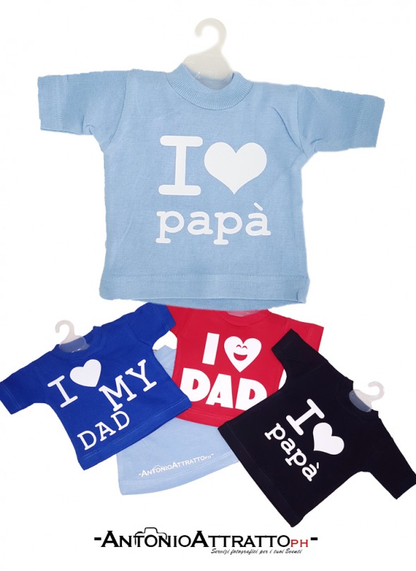 Mini t-shirt auto con scritta o nome ILovePapà